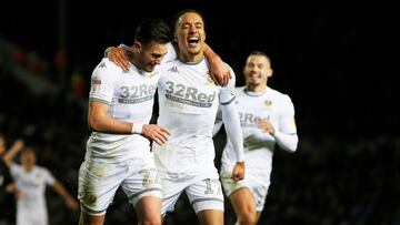 Helder Costa celebra su gol en el Leeds-Middlesbrough.