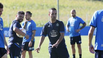 Borja Jiménez en un entrenamiento con el Deportivo.