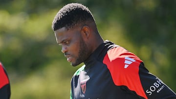 Thomas Partey, jugador del Arsenal, durante una sesión de entrenamiento.