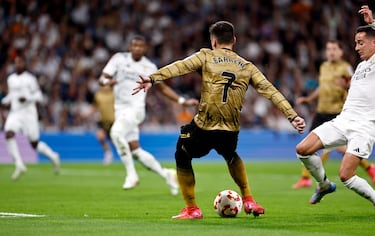 0-1. Peina de cabeza Pablo Marín superando a Lucas Vázquez, deja toda la banda para la carrera de Ander Barrenetxea que en el mano a mano, bate a Andriy Lunin con disparo raso, por debajo de las piernas.