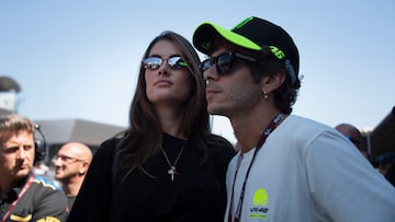 SPIELBERG, AUSTRIA - AUGUST 20: Valentino Rossi of Italy and Francesca Sofia Novello of Italy (girlfriend of Valentino Rossi of ITALY ) look on from the grid during the MotoGP race during the MotoGP of Austria - Race at Red Bull Ring on August 20, 2023 in Spielberg, Austria. (Photo by Mirco Lazzari gp/Getty Images)