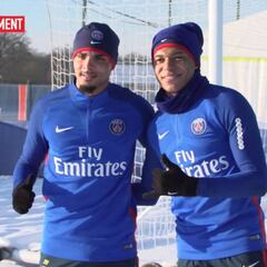 Con el PSG no puede ni la nieve: entrenamiento 'pre-Bernabéu' y bolazos