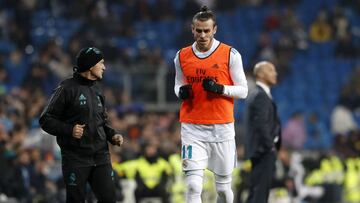 Bale, contra el Fuenlabrada, antes de salir al campo.