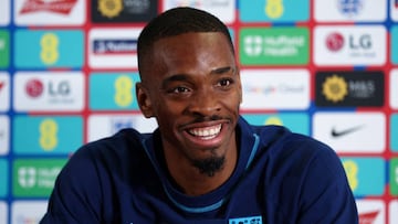 Ivan Toney of England speaks to the media during the Press Conference at the England Nations League Camp at St George's Park on September 20, 2022.