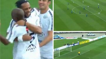 Ronaldinho y una 'pachanga': brutal golazo desde su campo