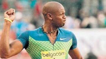 <b>IRRITADO. </b>Asafa Powell, enfadado a pesar de vencer; creyó que Scott se había escapado.