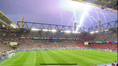 Un tormentón en Dortmund para 21 minutos el Alemania-Dinamarca