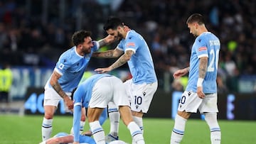 Gil Patricio Gabarron of Lazio celebrates with his teammates after scoring 1-0 goal during the Italian championship Serie A football match between SS Lazio and UC Sampdoria on May 7, 2022 at Stadio Olimpico in Rome, Italy - Photo Federico Proietti / DPPI