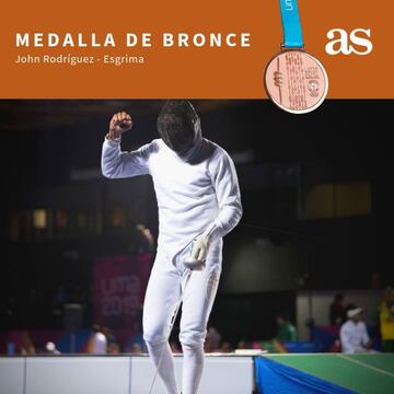 El colombiano John Rodríguez se quedó con la medalla de bronce en esgrima. 