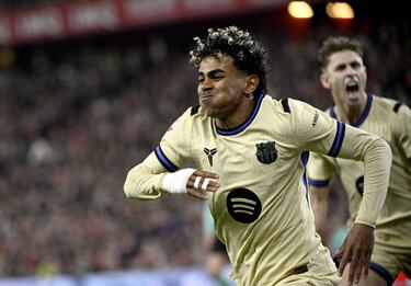 Lamine Yamal estalla en alegría tras su golazo,