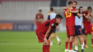 Ta' Qali (Malta), 13/07/2023.- Alex Valle of Spain after the UEFA 2023 Under-19 EURO semi-final soccer match between Spain and Italy at the National Stadium, in Ta' Qali, Malta, 13 July 2023. (Italia, España) EFE/EPA/Domenic Aquilina
