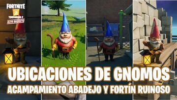 Fortnite Cap&iacute;tulo 2 - Temporada 2 | Desaf&iacute;o de Dominaci&oacute;n de la Ubicaci&oacute;n: destruye gnomos en Acampamiento Abadejo o Fort&iacute;n Ruinoso