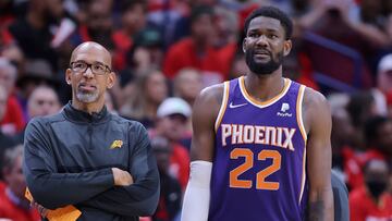 DeAndre Ayton with Suns coach Monty Williams. 