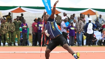 El lanzador de jabalina Julius Yego, en los trials de Kenia para los Juegos de R&iacute;o.