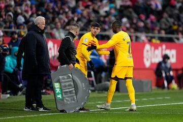 Barcelona's Ousmane Dembélé was forced off against Girona with a thigh injury on 28 January. 