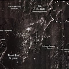 El mapa que mostraría dónde se encuentran los restos del sumergible Titan