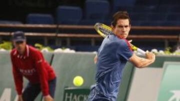 Guillermo García López en un partido durante el último Masters 1000 de París-Bercy.
