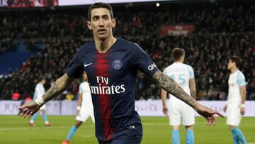 Paris (France), 17/03/2019.- Paris Saint-Germain&#039;s Angel Di Maria celebrates after scoring the 2-1 lead during the French Ligue 1 soccer match between Paris Saint-Germain (PSG) and Olympique Marseille at the Parc des Princes stadium in Paris, France,