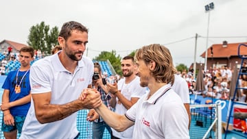 Marin Cilic y Luka Modric, durante el evento benéfico organizado por la fundación del tenista.