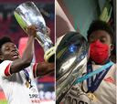 El festejo de Alphonso Davies tras alzar la Supercopa de Europa