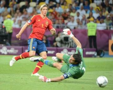 Eurocopa 2012. Final. España-Italia. La Selección ganó 4-0 a la 'Azzurra'. Fernando Torres anotó el tercer tanto, 3-0.