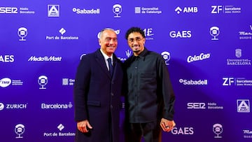 Raphinha y Rafa Yuste en el photocall de la La Nit de la Ràdio