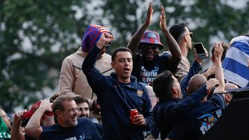 Xavi, el día de la rúa en la que el Barça celebró la Liga.