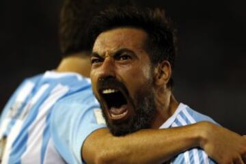 Buenos Aires 13 Noviembre 2015
Argentina vs Brasil por la 3ra  fecha de las eliminatorias Rusia 2018, en el Estadio Antonio Vespucio Liberti
Festejos de Ezequiel Lavezzi
Foto Gustavo Ortiz