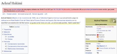 El 'trolleo' continuado de la página de Wikipedia de Achraf