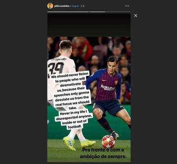 Así se expresó Philippe Coutinho en su cuenta de Instagram.