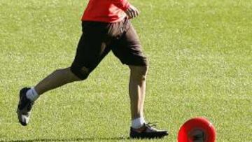 <b>CON EL GRUPO.</b> El centrocampista internacional español del FC Barcelona Andrés Iniesta empezó hoy la tercera y última fase de recuperación de su ruptura del septum intramuscular del recto anterior del muslo derecho.