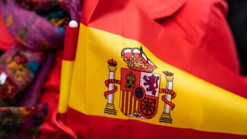 Una bandera de España durante el Juramento de la Constitución de la Princesa Leonor.