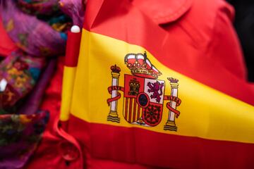 Una bandera de España durante el Juramento de la Constitución de la Princesa Leonor.
