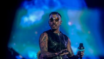 El cantante Rauw Alejandro durante su concierto en el Wizink Center, a 10 de septiembre, en Madrid (Espa?a). El tambi¨¦n compositor y productor puerto rique?o act¨²a esta noche dentro de su gira Saturno World Tour en Madrid donde presenta su tercer ¨¢lbum de estudio del mismo nombre, 'Saturno'.
Ricardo Rubio / Europa Press
10/09/2023