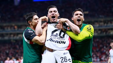 during the Play-In round match between Guadalajara and Atlas as part of the Liga BBVA MX, Torneo Apertura 2024 at Akron Stadium on November 21, 2024 in Guadalajara, Jalisco, Mexico.