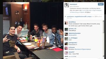 Messi cenó con Cesc, Piqué, Pinto y Song tras el partido