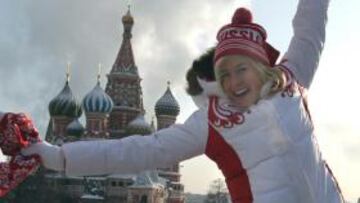 <b>FRÍO. </b>Sharapova, en la Plaza Roja, a -20º.