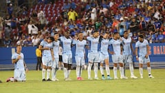 Aug 3, 2023; Frisco, TX, USA;  Cruz Azul players look on during the penalty kick shootout against Charlotte FC at Toyota Stadium. Mandatory Credit: Kevin Jairaj-USA TODAY Sports