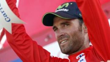 Alejandro Valverde (Movistar) vestido de rojo al término de la sexta etapa de la Vuelta a España 2014.