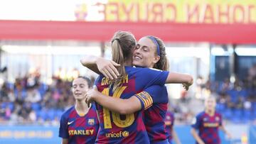 Graham Hansen y Alexia Putellas, jugadoras del Bar&ccedil;a. 