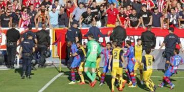 Incidentes al terminar el partido con Diop jugador del Levante 