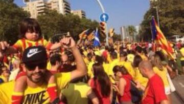 Gerard Piqu&eacute;, durante la celebraci&oacute;n de la Diada de 2014