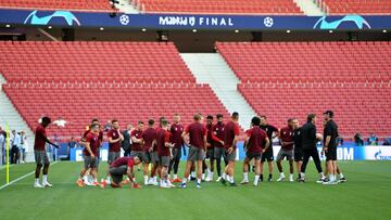 GRAF1437. MADRID, 31/05/2019.- Los jugadores del Liverpool durante el entrenamiento de su equipo en el Wanda Metropolitano para preparar la final de la Liga de Campeones que disputan ma&ntilde;ana frente al Tottenham. EFE/ Peter Powell