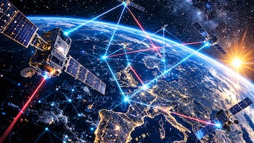 satelites espaciales comunicacion laser haces de luz planeta tierra