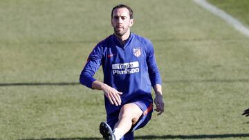Diego Godín durante una sesión de entrenamiento.