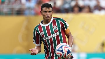 Fluminense's Brazilian defender #03 Thiago Silva eyes the ball during the FIFA Club World Cup 2025 Group F football match between Brazil's Fluminense and South Korea's Ulsan HD at the MetLife stadium in East Rutherford, New Jersey on June 21, 2025. (Photo by FRANCK FIFE / AFP)