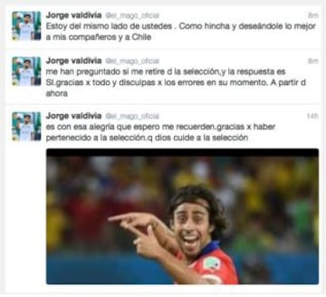 La renuncia a La Roja tras el Mundial se Valdivia sorprendió a todos. El volante entregó la noticia vía twitter.