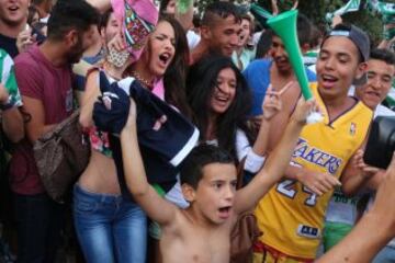 Celebración en las calles de córdoba por el ascenso de su equipo a primera división