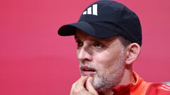Munich (Germany), 12/05/2024.- Munich's head coach Thomas Tuchel attends a press conference after the German Bundesliga soccer match between Bayern Munich and VfL Wolfsburg in Munich, Germany, 12 May 2024. (Alemania) EFE/EPA/ANNA SZILAGYI CONDITIONS - ATTENTION: The DFL regulations prohibit any use of photographs as image sequences and/or quasi-video.
