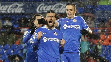 Jorge Moiina celebra su gol ante el Levante.